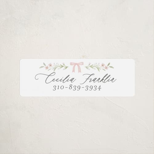This is a blush name labels with standard by Paper Raven Co. called dainty garden printing on waterproof sticker paper in sticker