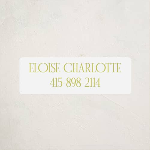 This is a lime name labels with standard by Ellen Schlegelmilch called elegant serif printing on waterproof sticker paper in sticker