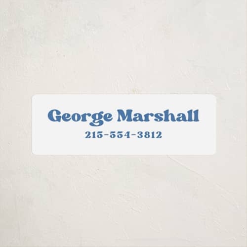 This is a cornflower name labels with standard by Megan Davis called vinyl printing on waterproof sticker paper in sticker