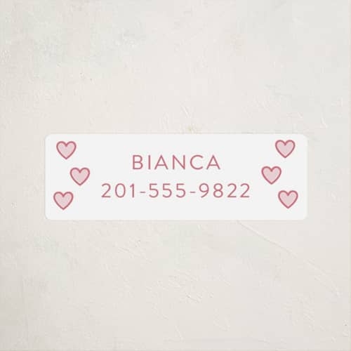 This is a strawberry name labels with standard by Angela Garrick called little sweetheart printing on waterproof sticker paper in sticker