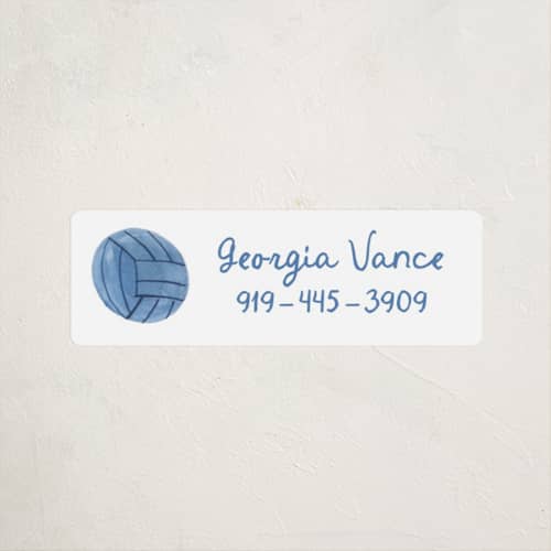 This is a ice name labels with standard by Teju Reval called sportsy volleyball printing on waterproof sticker paper in sticker