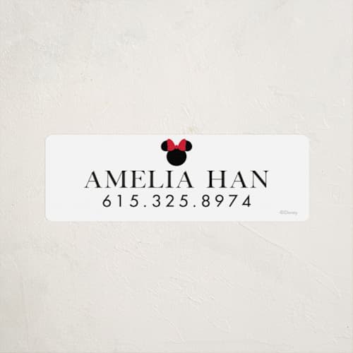 This is a strawberry name labels with standard by Julee London called disney simply minnie printing on waterproof sticker paper in sticker