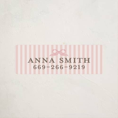 This is a blush name labels with standard by Itsy Belle Studio called fia printing on waterproof sticker paper in sticker