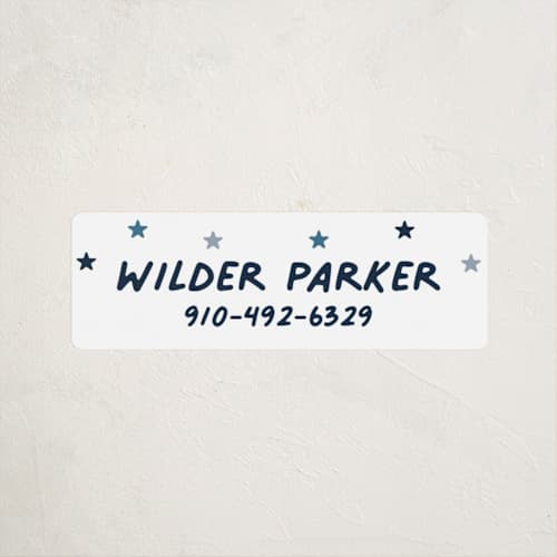 This is a night time name labels with standard by Stacey Meacham called my stars printing on waterproof sticker paper in sticker