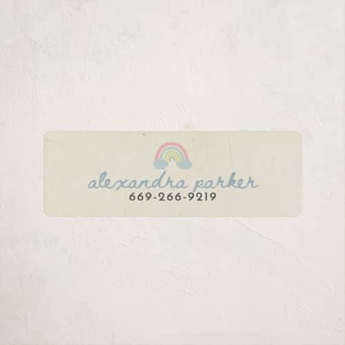 This is a sweet mint name labels with standard by Ilene Guy called rainbow sprinkles printing on waterproof sticker paper in sticker
