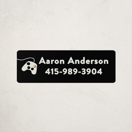 This is a late night name labels with standard by Erin L. Wilson called you've got game printing on waterproof sticker paper in sticker