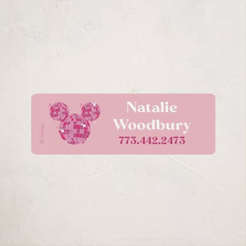 This is a peony name labels with standard by CDesignbychen called disney's mickey mouse shimmer printing on waterproof sticker paper in sticker