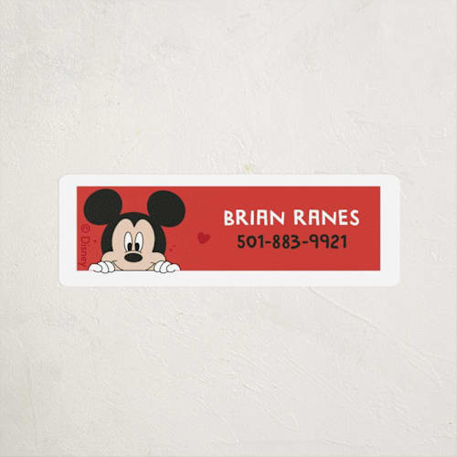 This is a cherry name labels with standard by Erica Krystek called disney's mickey mouse earresistable printing on waterproof sticker paper in sticker