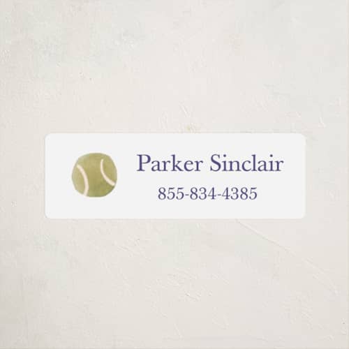 This is a ice name labels with standard by Teju Reval called sportsy tennis printing on waterproof sticker paper in sticker