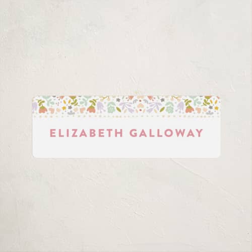This is a cherry blossom name labels with standard by Phrosné Barwood called pretty floral frame printing on waterproof sticker paper in sticker