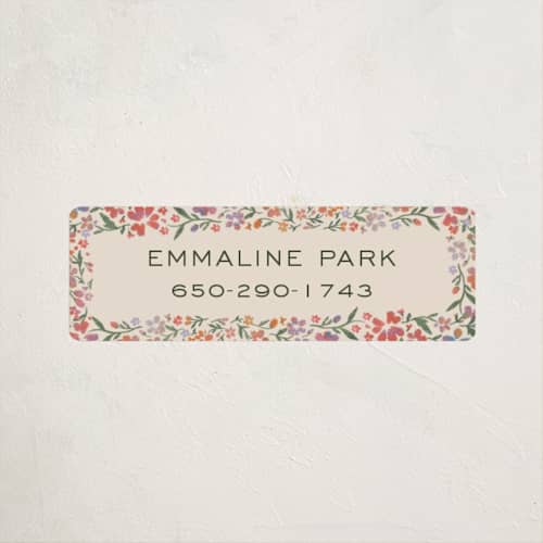 This is a confetti name labels with standard by 2birdstone called wildflowers printing on waterproof sticker paper in sticker