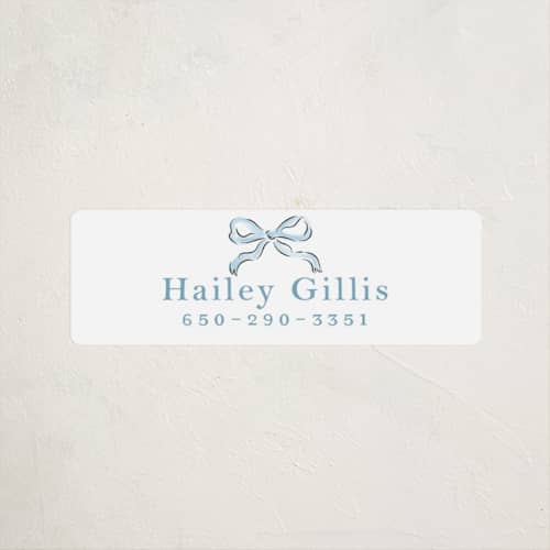 This is a bluebell name labels with standard by Helena Vitto called bow printing on waterproof sticker paper in sticker