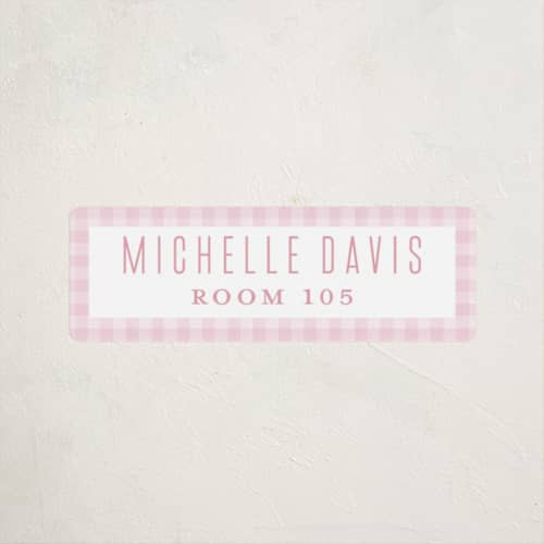 This is a blush name labels with standard by Lea Delaveris called charming printing on waterproof sticker paper in sticker