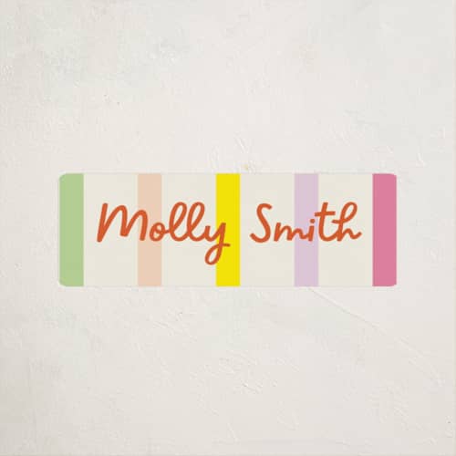 This is a candy name labels with standard by Baumbirdy called bright stripes printing on waterproof sticker paper in sticker