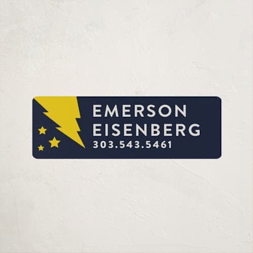 This is a midnight name labels with standard by Olivia Raufman called flash printing on waterproof sticker paper in sticker