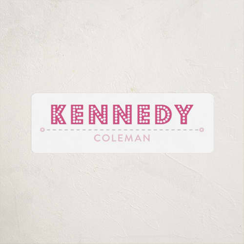 This is a gumdrop name labels with standard by Abby Munn called happy circle letters printing on waterproof sticker paper in sticker