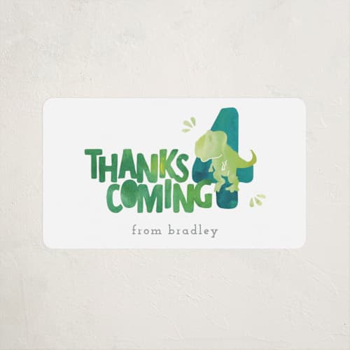 This is a lime kids stickers with standard by Cindy Denning called dino party printing on uncoated sticker paper in sticker