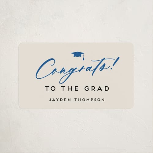 This is a azure graduation stickers with standard by Louise Kay called celebrate the grad printing on uncoated sticker paper in sticker