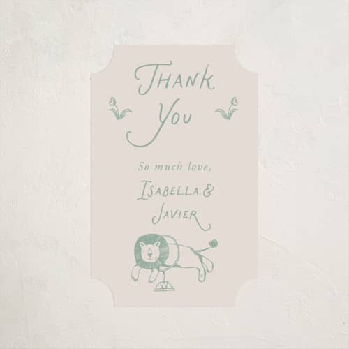 This is a pistachio baby shower favor labels with standard by Kartika Paramita called animal circus toile printing on uncoated sticker paper in sticker