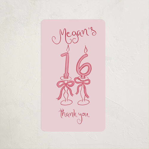 This is a cherry kids stickers with standard by Tamara Hilje called sixteen bow candles printing on uncoated sticker paper in sticker
