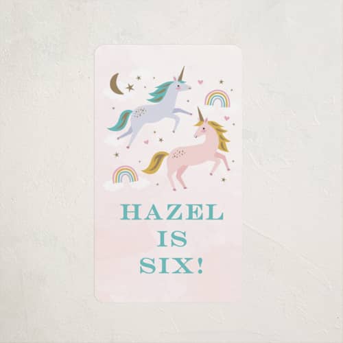 This is a cotton candy kids stickers with standard by Karidy Walker called magical unicorns printing on uncoated sticker paper in sticker