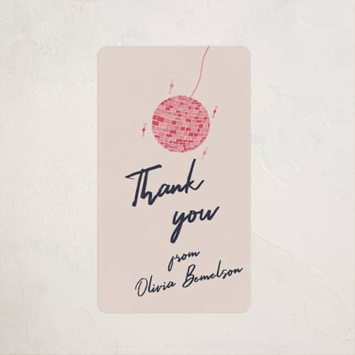 This is a fuchsia graduation stickers with standard by Sarah Rosenthal called sparkle and rhythm celebration printing on uncoated sticker paper in sticker