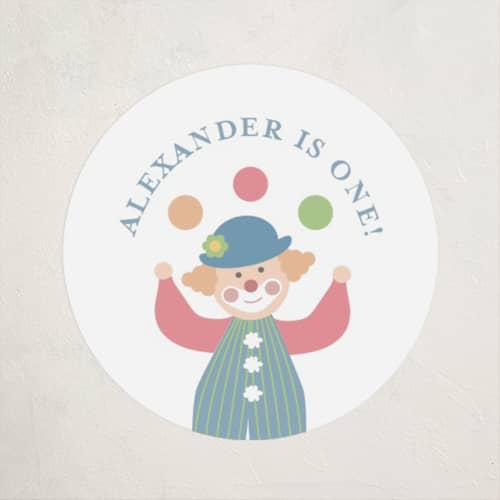 This is a sky kids stickers with standard by Joanna Griffin called step right up printing on uncoated sticker paper in sticker
