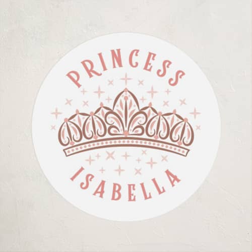 This is a ballerian pink kids stickers with standard by Paper Sun Studio called princess carriage printing on uncoated sticker paper in sticker