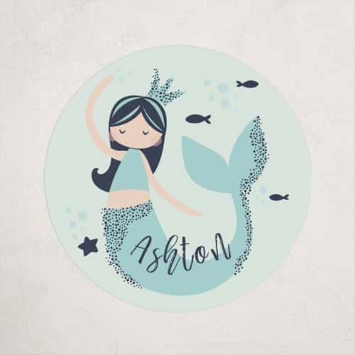 This is a deep sea kids stickers with standard by peetie design called glitter mermaid printing on uncoated sticker paper in sticker