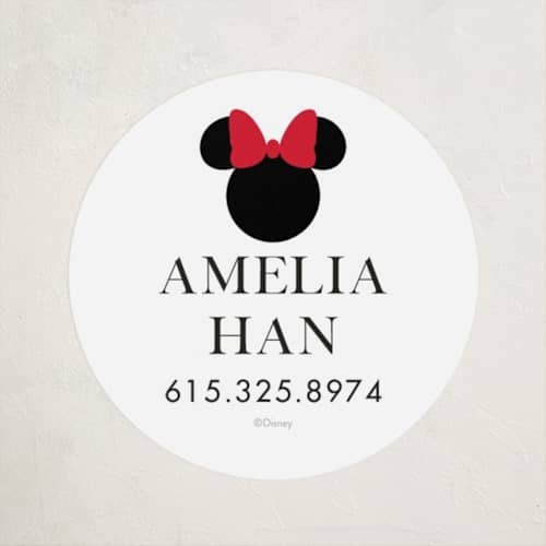 This is a strawberry name labels with standard by Julee London called disney simply minnie printing on waterproof sticker paper in sticker