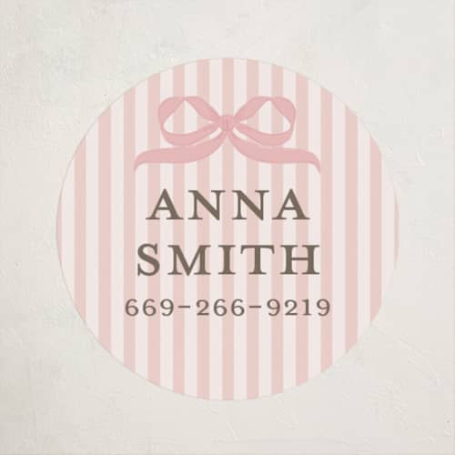 This is a blush name labels with standard by Itsy Belle Studio called fia printing on waterproof sticker paper in sticker