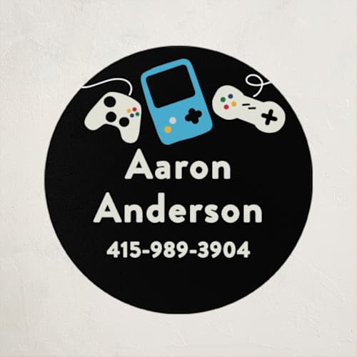 This is a late night name labels with standard by Erin L. Wilson called you've got game printing on waterproof sticker paper in sticker