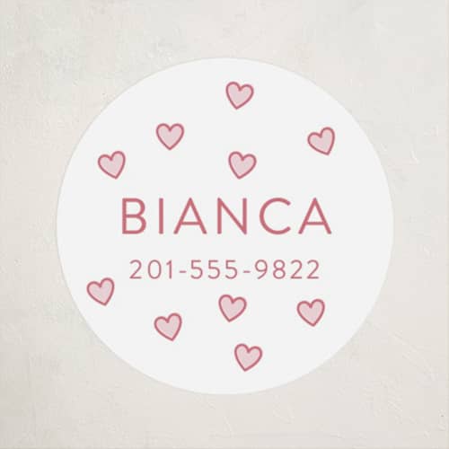 This is a strawberry name labels with standard by Angela Garrick called little sweetheart printing on waterproof sticker paper in sticker