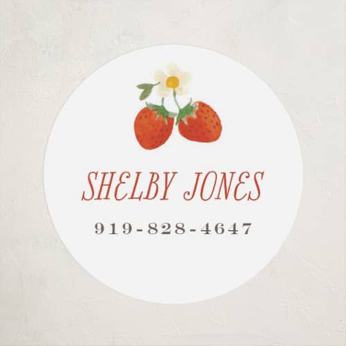 This is a strawberry name labels with standard by Itsy Belle Studio called so berry sweet printing on waterproof sticker paper in sticker