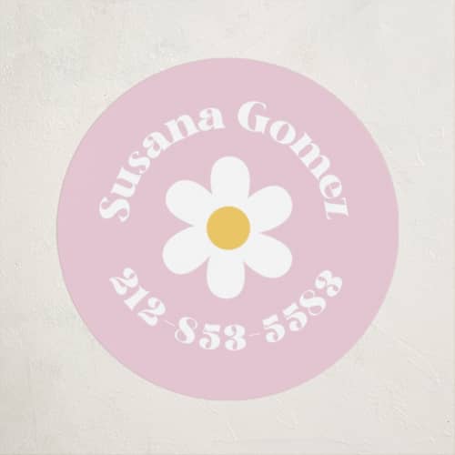 This is a daisy name labels with standard by Little Print Design called daisys printing on waterproof sticker paper in sticker