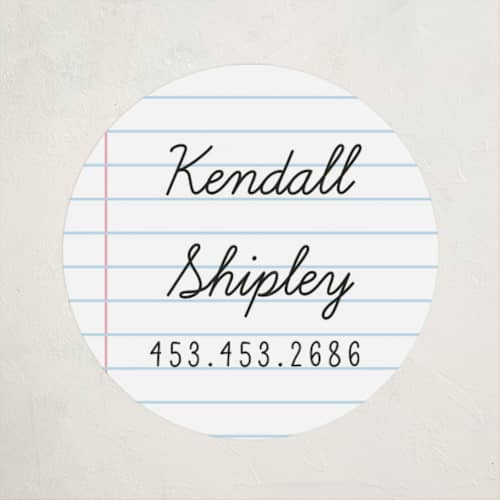 This is a cloud name labels with standard by Shiny Penny Studio called joined up writing printing on waterproof sticker paper in sticker