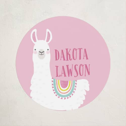 This is a candy name labels with standard by Karidy Walker called llama fun printing on waterproof sticker paper in sticker