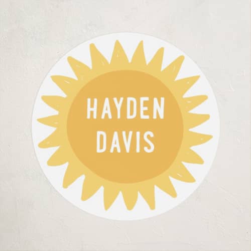 This is a rainbow name labels with standard by Hooray Creative called joyful rainbow printing on waterproof sticker paper in sticker