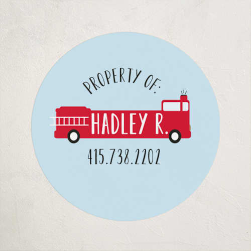 This is a clear sky name labels with standard by Dea and Bean called fire engine name printing on waterproof sticker paper in sticker