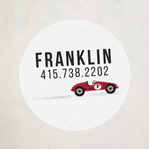 This is a tomato name labels with standard by chocomocacino called vintage race car printing on waterproof sticker paper in sticker