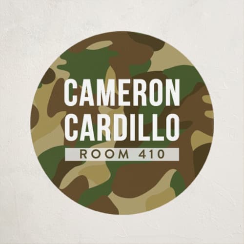 This is a camouflage name labels with standard by Shiny Penny Studio called camo printing on waterproof sticker paper in sticker