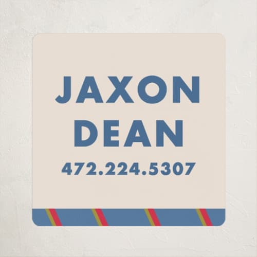 This is a blue jay name labels with standard by AK Graphics called classic prep printing on waterproof sticker paper in sticker