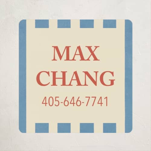 This is a azure name labels with standard by motifmyway called elegant stripes printing on waterproof sticker paper in sticker
