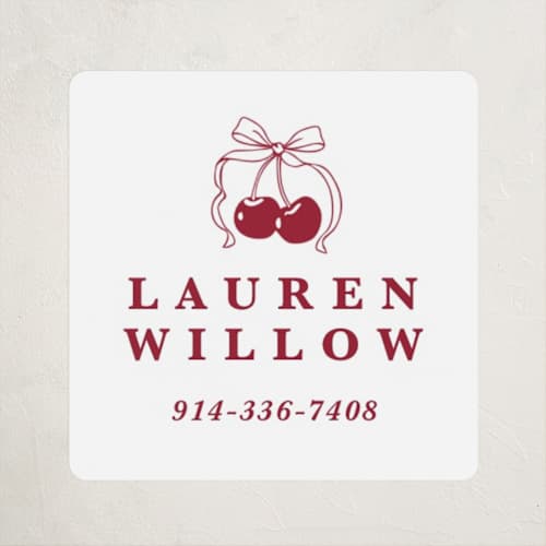 This is a bing cherry name labels with standard by Charter Oaks Creative called classic cherries printing on waterproof sticker paper in sticker