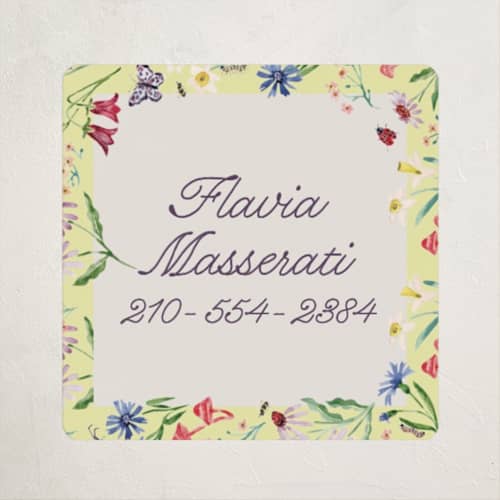 This is a citrus name labels with standard by Pati Cascino called blooming garden printing on waterproof sticker paper in sticker