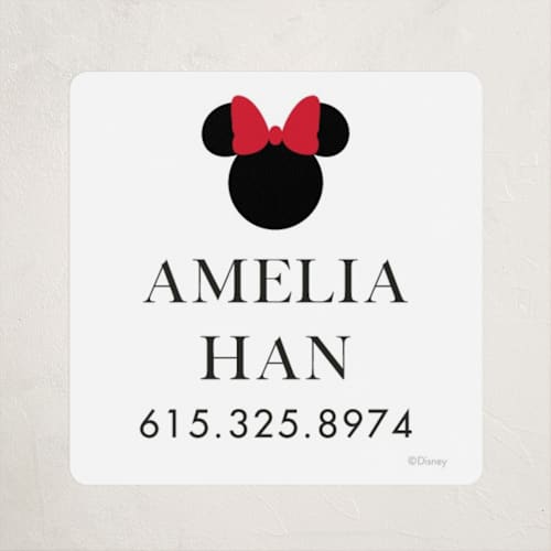This is a strawberry name labels with standard by Julee London called disney simply minnie printing on waterproof sticker paper in sticker