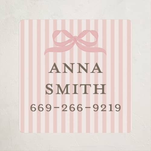 This is a blush name labels with standard by Itsy Belle Studio called fia printing on waterproof sticker paper in sticker