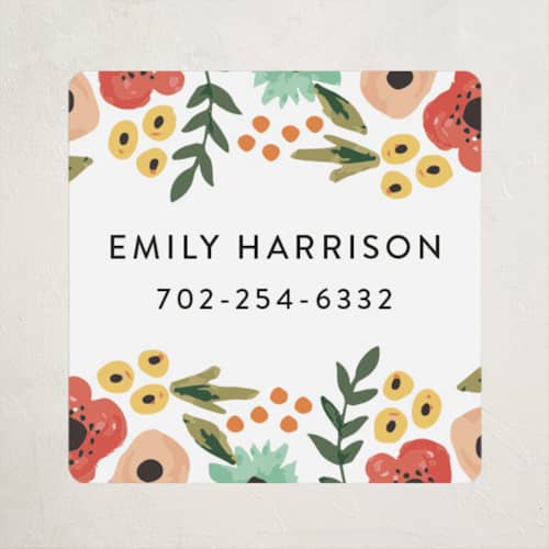 This is a ruby name labels with standard by Haley McCoy called watercolor flowers printing on waterproof sticker paper in sticker
