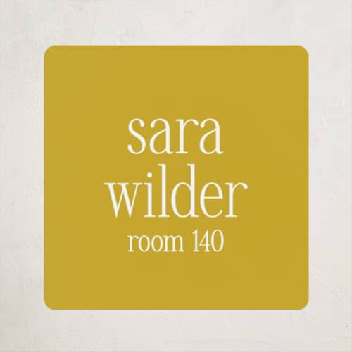 This is a sunshine name labels with standard by Morgan Kendall called classic printing on waterproof sticker paper in sticker
