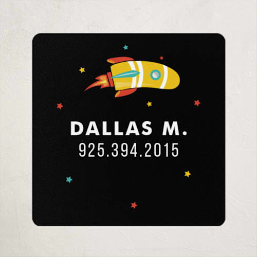 This is a space name labels with standard by chocomocacino called rocket blast printing on waterproof sticker paper in sticker